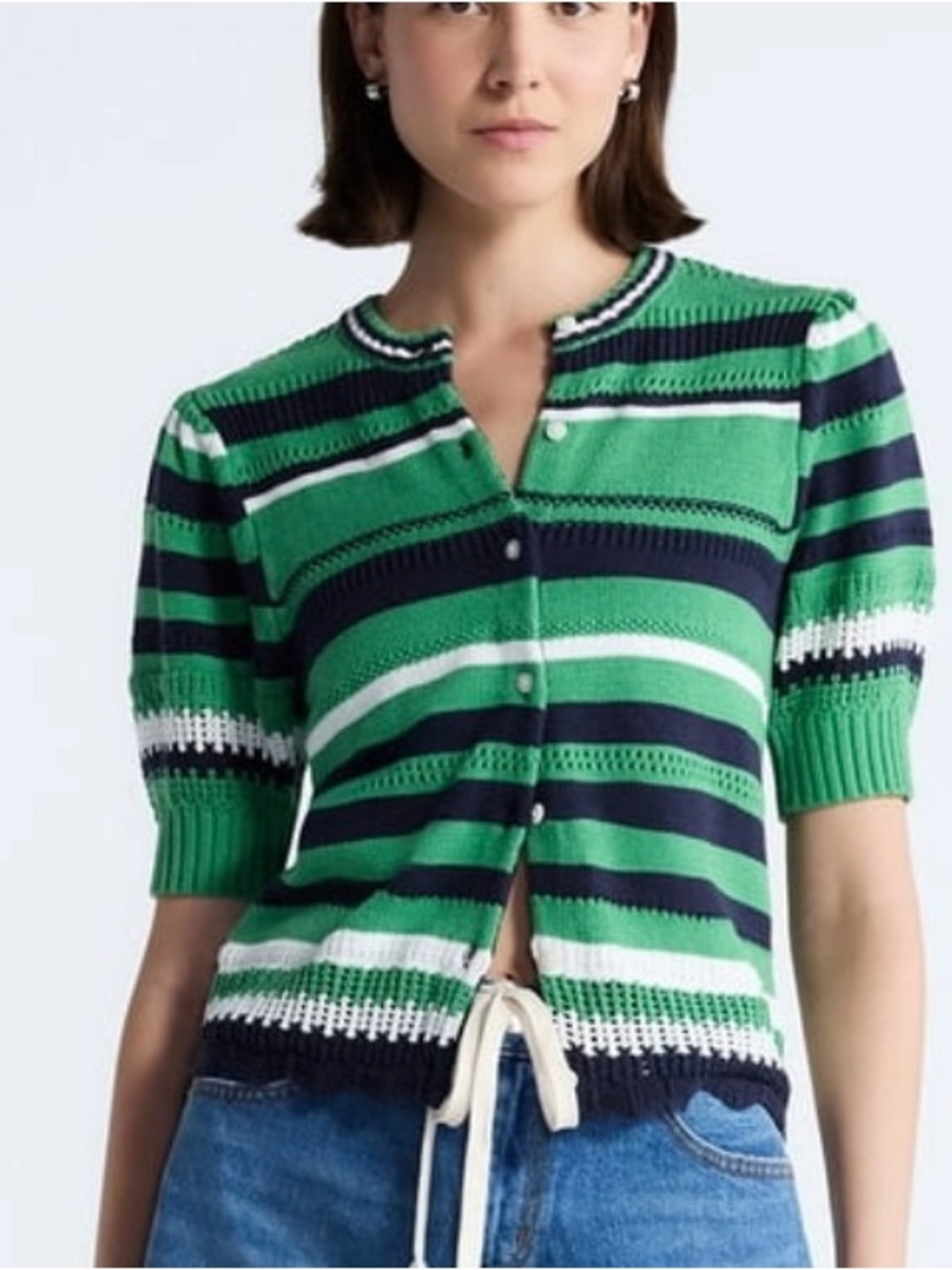 Free Assembly Striped Short sleeve Cardigan